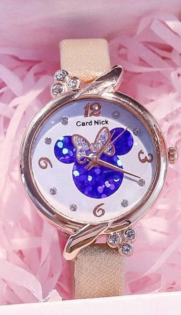 Disney Mickey Minnie Mouse Kids Women Watch Anime Figure Children Kawaii Quartz Watches Fashion for Girls Birthday Gifts