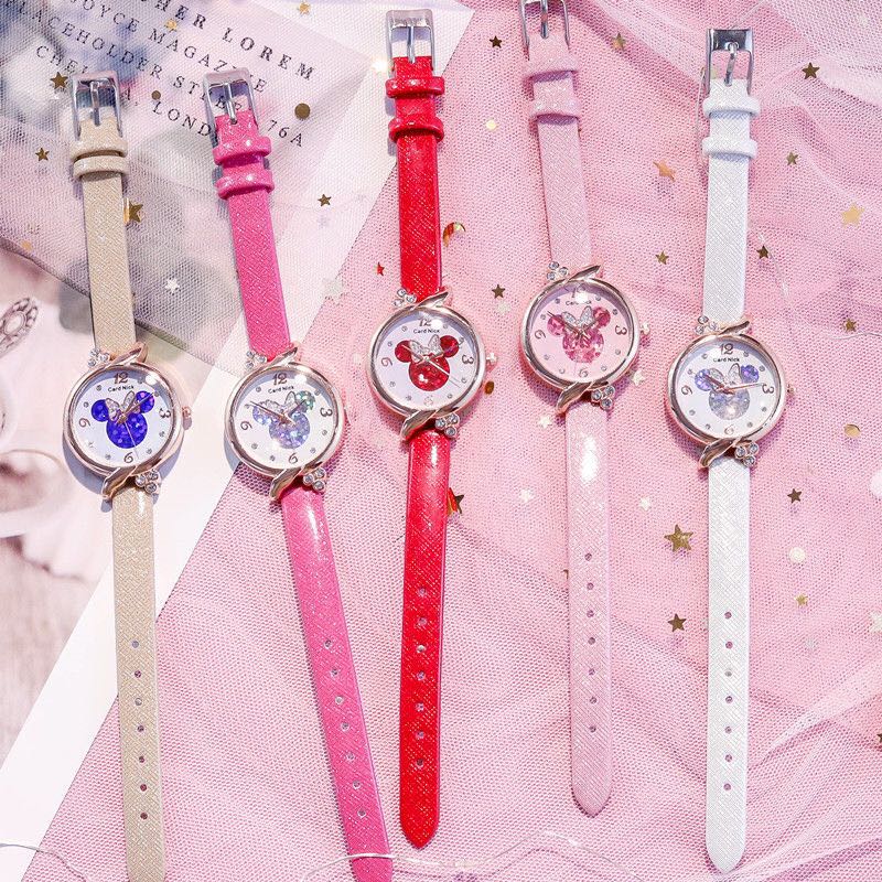 Disney Mickey Minnie Mouse Kids Women Watch Anime Figure Children Kawaii Quartz Watches Fashion for Girls Birthday Gifts