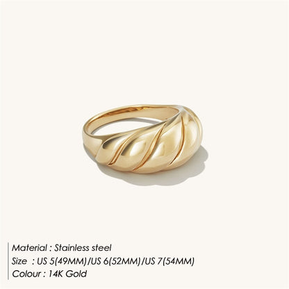 eManco Simple Fashion Style texture  Stainless Steel Rings Classic Gold Color Couple For Women And Men Wedding  Jewelry